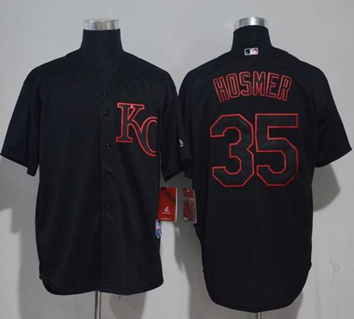 Royals #35 Eric Hosmer Black Strip Stitched MLB Jersey
